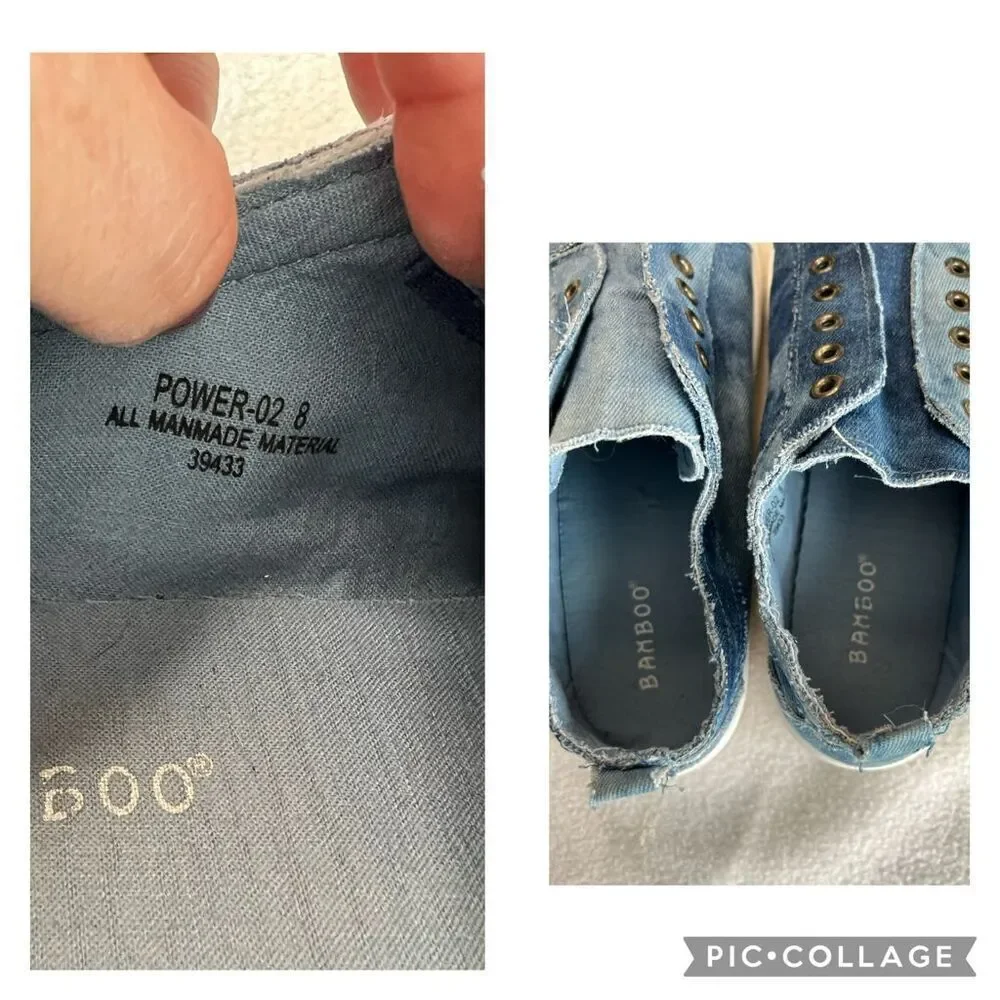 Bamboo Denim Slip on Athletic Shoes